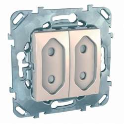 SE Unica Беж Розетка 2-ая, б/з, 10А, со шторками, для узких вилок арт. MGU5.3131.25ZD