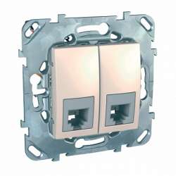 SE Unica Беж Розетка ТЛФ(RJ12) 2-ая 6 контактов с полем для надписи арт. MGU5.9191.25ZD