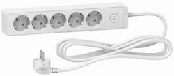 SE Unica Extend Бел Удлинитель 5 розеток 2К+З, кабель 5м арт. ST9455W