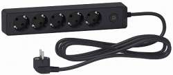 SE Unica Extend Черный Удлинитель 5 розеток 2К+З, кабель 3м арт. ST9453B