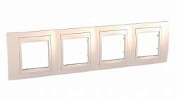 SE Unica Хамелеон Беж/Беж Рамка 4-ая горизонтальная арт. MGU6.008.25