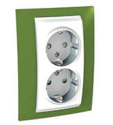 SE Unica Хамелеон Фисташка Розетка 2-ая с/з (белая вставка) арт. MGU63.067.866