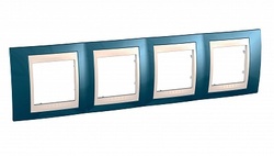 SE Unica Хамелеон Голубой лед/Беж Рамка 4-ая горизонтальная арт. MGU6.008.554