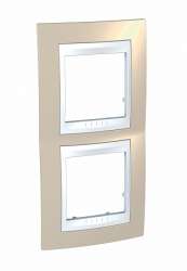 SE Unica Хамелеон Песчаный/Бел Рамка 2-ая вертикальная арт. MGU6.004V.867