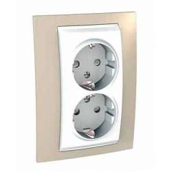 SE Unica Хамелеон Песчаный Розетка 2-ая с/з (белая вставка) арт. MGU63.067.867