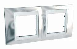 SE Unica Хамелеон Серебро/Бел Рамка 2-ая горизонтальная арт. MGU66.004.810