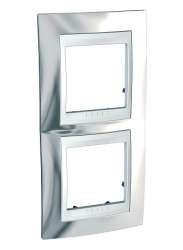 SE Unica Хамелеон Серебро/Бел Рамка 2-ая вертикальная арт. MGU66.004V.810