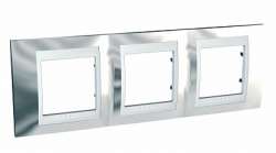 SE Unica Хамелеон Серебро/Бел Рамка 3-ая горизонтальная арт. MGU66.006.810