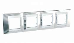 SE Unica Хамелеон Серебро/Бел Рамка 4-ая горизонтальная арт. MGU66.008.810