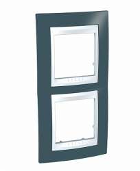 SE Unica Хамелеон Серо-Зеленый/Бел Рамка 2-ая вертикальная арт. MGU6.004V.877