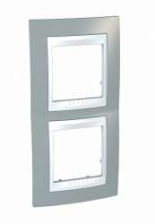 SE Unica Хамелеон Серый/Бел Рамка 2-ая вертикальная арт. MGU6.004V.865