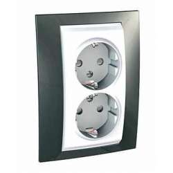 SE Unica Хамелеон Шампань Розетка 2-ая с/з (белая вставка) арт. MGU63.067.824