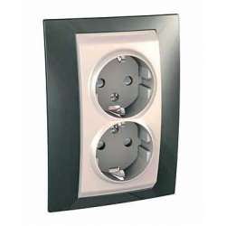 SE Unica Хамелеон Шампань Розетка 2-ая с/з (бежевая вставка) арт. MGU63.067.524