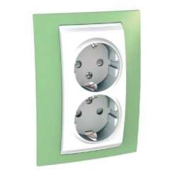 SE Unica Хамелеон Зеленое Яблоко Розетка 2-ая с/з (белая вставка) арт. MGU63.067.863