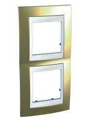 SE Unica Хамелеон Золото/Бел Рамка 2-ая вертикальная арт. MGU66.004V.804