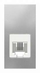 SE Unica Modular Алюминий Розетка телефонная, RJ12, одиночная 1 модуль арт. NU349130