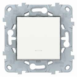 SE Unica New Бел Выключатель 1-клавишный, кнопочный, с подсветкой, сх. 1а, 10A арт. NU520618N