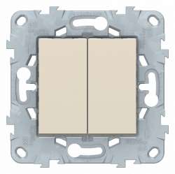 SE Unica New Беж Переключатель 2-клавишный, перекрестный, 2 x сх. 7, 10 AX, 250В арт. NU521544