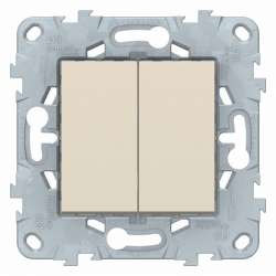 SE Unica New Беж Выключатель 2-клавишный, сх. 5, 10 AX, 250В, арт. NU521144