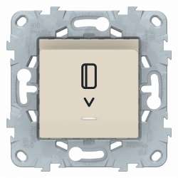SE Unica New Беж Выключатель карточный, с подсветкой, 10А, арт. NU528344