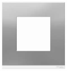 SE Unica Pure Алюминий матовый/Белая Рамка 1-ная горизонтальная арт. NU600280