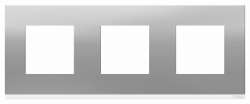 SE Unica Pure Алюминий матовый/Белая Рамка 3-ная горизонтальная арт. NU600680