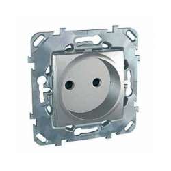 SE Unica Top Алюминий Розетка 1-ая б/з с защитными шторками, винт. зажим арт. MGU5.033.30ZD