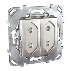 SE Unica Top Алюминий Розетка 2-ая, б/з, 10А, со шторками, для узких вилок арт. MGU5.3131.30ZD