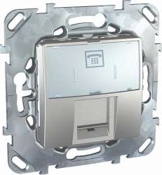 SE Unica Top Алюминий Розетка ТЛФ 1-ая RJ12 6 контактов арт. MGU5.493.30ZD