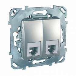 SE Unica Top Алюминий Розетка ТЛФ 2-ая RJ11 4 контакта арт. MGU5.9090.30ZD