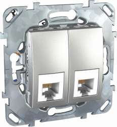 SE Unica Top Алюминий Розетка ТЛФ 2-ая RJ12 6 контактов арт. MGU5.9191.30ZD