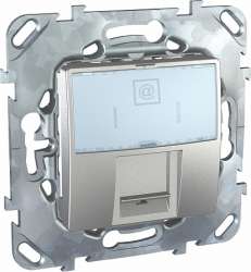 SE Unica Top Алюминий Розетка компьютерная 1-ая RJ45 кат.6 с полем для надписи арт. MGU5.425.30ZD