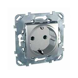 SE Unica Top Алюминий Розетка с/з шторки б/зажим клеммы арт. MGU5.057.30ZD