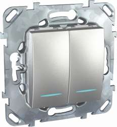 SE Unica Top Алюминий Выключатель 2-клавишный (сх.5) с подсветкой арт. MGU5.0101.30NZD