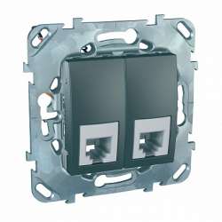 SE Unica Top Графит Розетка ТЛФ 2-ая RJ11 4 контакта арт. MGU5.9090.12ZD