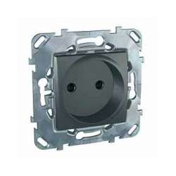 SE Unica Top Графит Розетка б/з со шторками, винт.зажим арт. MGU5.033.12ZD