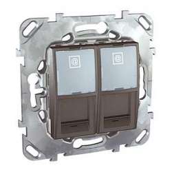 SE Unica Top Графит Розетка компьютерная 2-ая RJ45 кат.6 с полем для надписи арт. MGU5.2424.12ZD