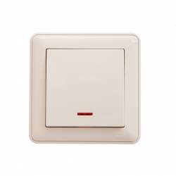 SE Wessen 59 Aqua Беж Переключатель 1-клавишный с подсветкой 16А (сх.6) IP44 (в сборе, с рамкой) арт. VS616-157B-28