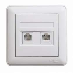 SE Wessen 59 Бел Розетка ТЛФ 2-ая RJ11 (в сборе, с рамкой) арт. RSI-251TT-18