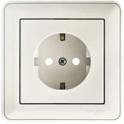 SE Wessen 59 Бел Розетка с/з с защитными шторками (в сборе, с рамкой) арт. RS16-152-18