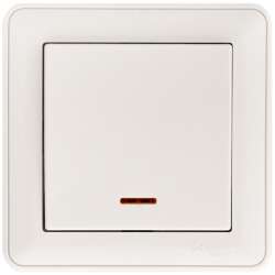 SE Wessen 59 Бел Выключатель 1-клавишный с подсветкой 16А (сх.1) (в сборе, с рамкой) арт. VS116-153-18