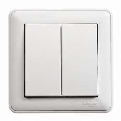 SE Wessen 59 Бел Выключатель 2-клавишный 16А (сх.5) (в сборе, с рамкой) арт. VS516-252-18