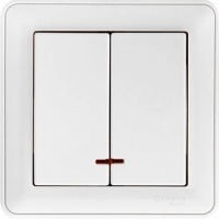 SE Wessen 59 Бел Выключатель 2-клавишный с подсветкой 16А (сх.5) (в сборе, с рамкой) арт. VS516-251-18