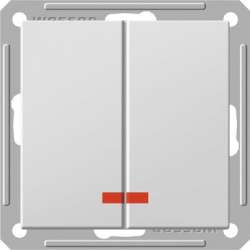 SE Wessen 59 Бел Выключатель 2-клавишный с подсветкой 16А (сх.5) арт. VS516-251-1-86