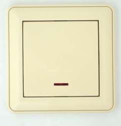 SE Wessen 59 Беж Переключатель 1-клавишный перекрестный с подсветкой (сх.7) (в сборе, с рамкой) арт. VS716-159-28