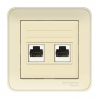 SE Wessen 59 Беж Розетка 2-ая ТЛФ + компьютерная 5е (RJ11+RJ45) (в сборе, с рамкой) арт. RSI-251TK5E-28