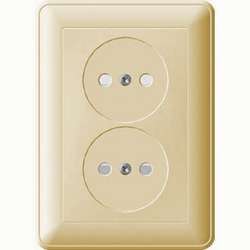 SE Wessen 59 Беж Розетка 2-ая б/з со шторками, (в сборе, с рамкой) арт. RS16-254-28