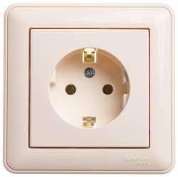 SE Wessen 59 Беж Розетка с/з без шторок, 16А (в сборе) арт. RS16-154-28