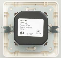 SE Wessen 59 Беж Светорегулятор универсальный поворотно-нажимной 600Вт 230В (в сборе, с рамкой) арт. SR-5S2-28