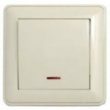 SE Wessen 59 Беж Выключатель 1-клавишный с подсветкой 16А (сх.1) (в сборе, с рамкой) арт. VS116-153-28
